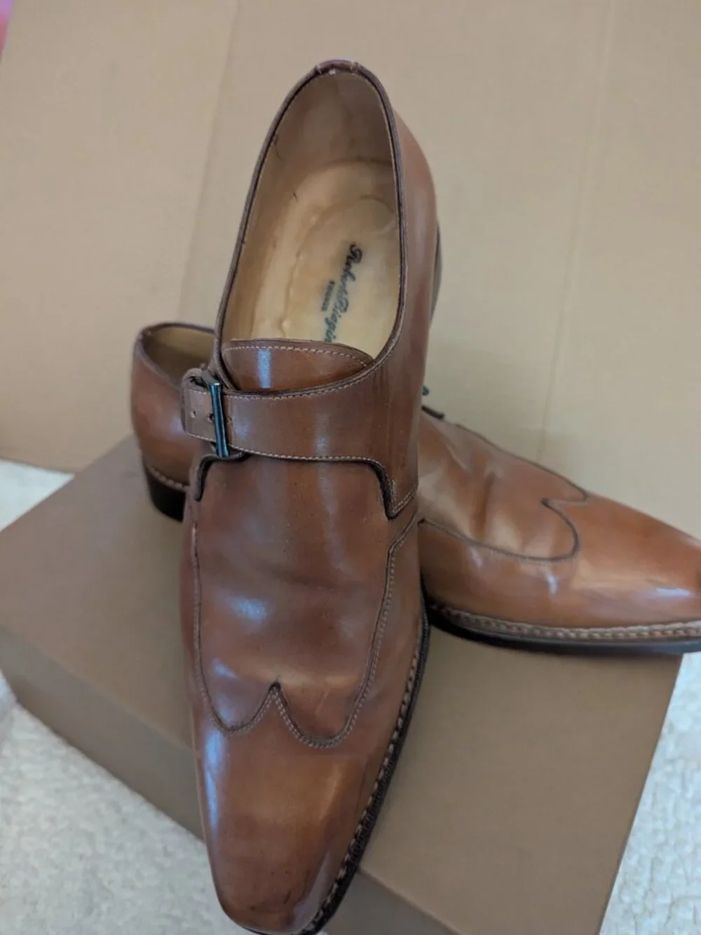 Roberto Biagini Italian Mens Strap Dress Shoes Size 10